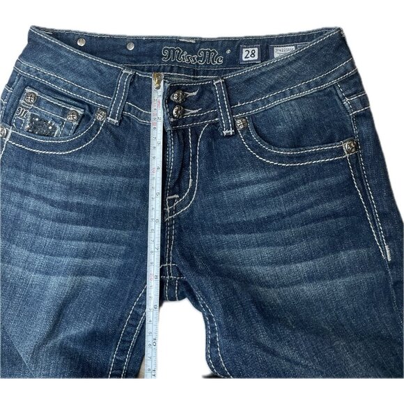 Miss Me Denim Skinny Jeans Dark Wash Blue JP4221RSK Women’s Rhinestone 28x32 - Picture 6 of 10